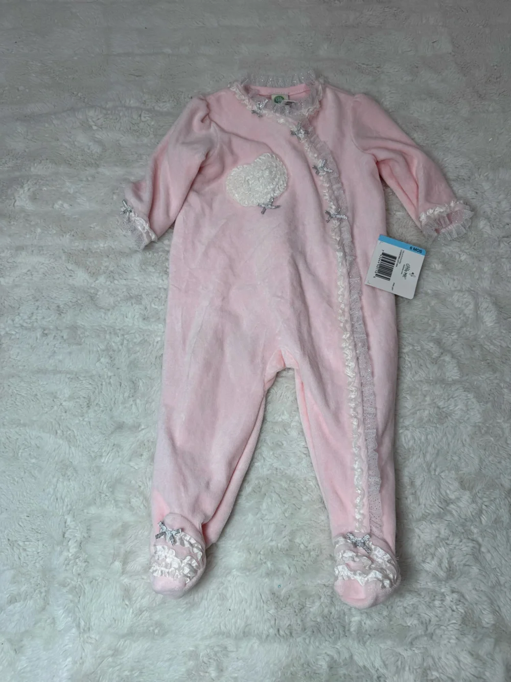 NWT Little Me Baby Pink One-Piece Footed Sleepsuit - Soft Plush